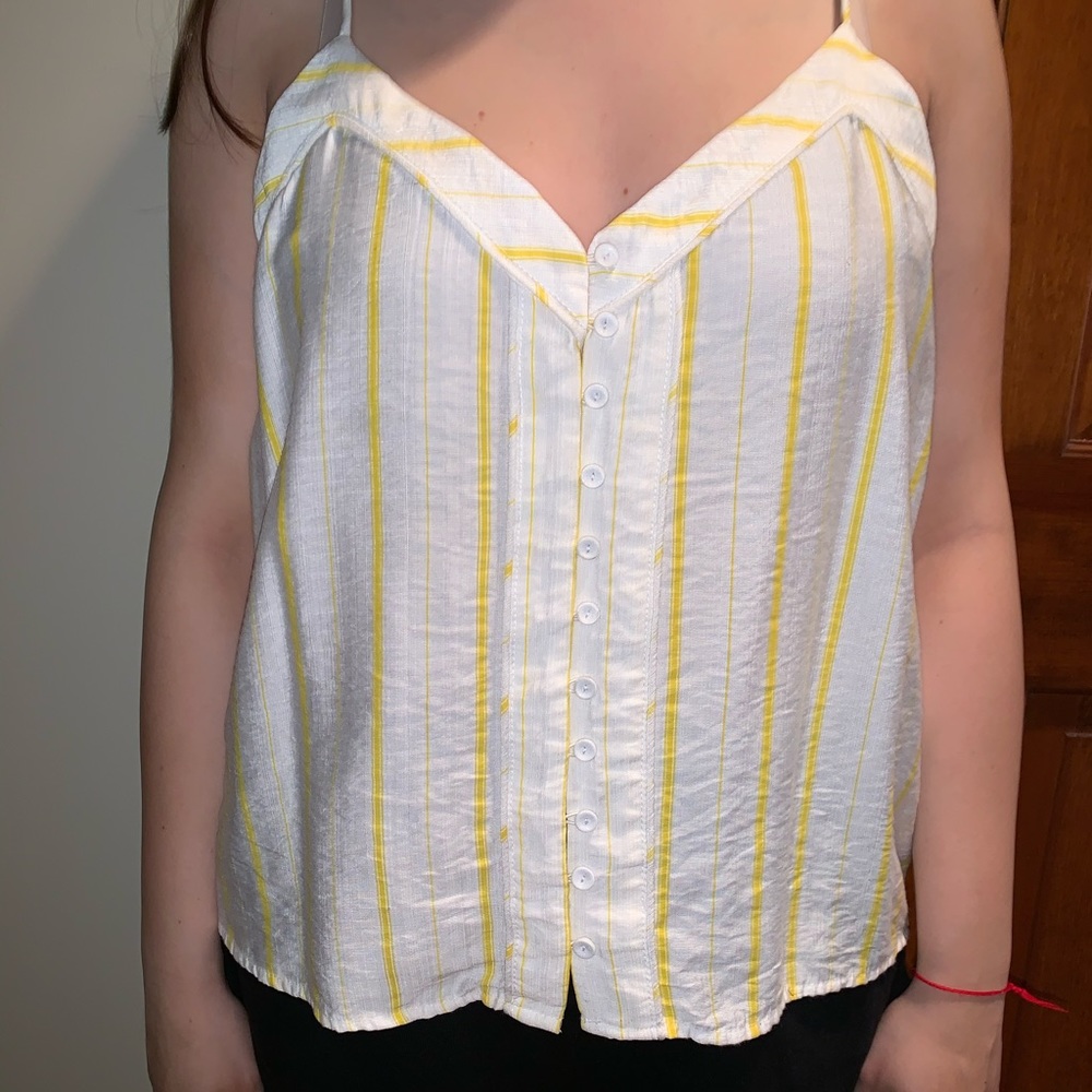 Yellow and white striped tank top